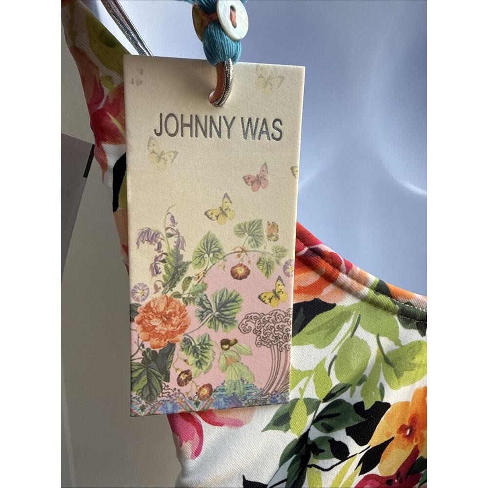 Johnny Was L Spring Halter One Piece Swim Suit Floral Plunging $198 NWT - Picture 10 of 13